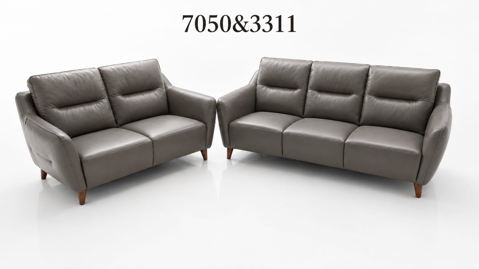 Modern Grey Leather Sofa Set