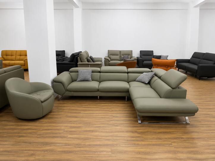 Sage Green L-Shape Lounger Sofa Set
